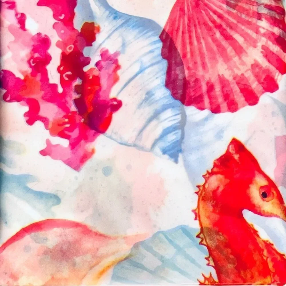 NWT Splash HOME Peva COVE White, Blue, Green, Red, Pink & Orange Shower Curtain